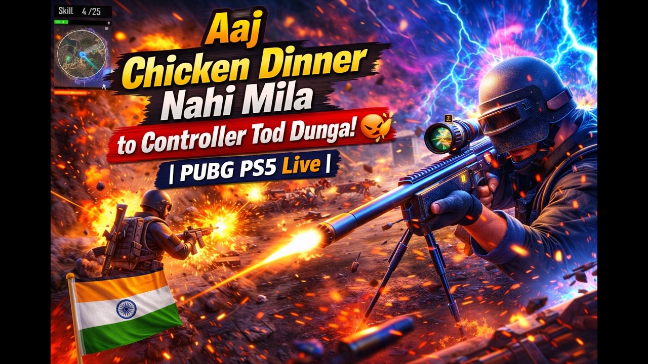 🔴 🇮🇳 Aaj Chicken Dinner Nahi Mila to Controller Tod Dunga! 😡🍗 | PUBG PS5 Live