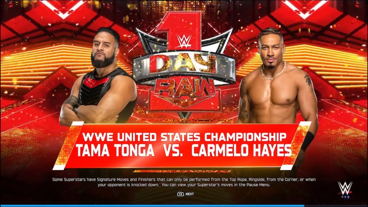 Кармело Хейс против Тамы Тонги за титул чемпиона США в WWE 2K25!!