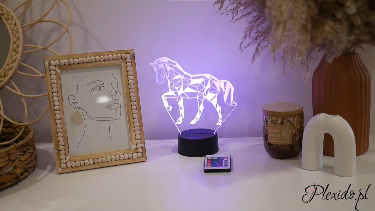 Lampka 3D LED Plexido Koń Geometryczny