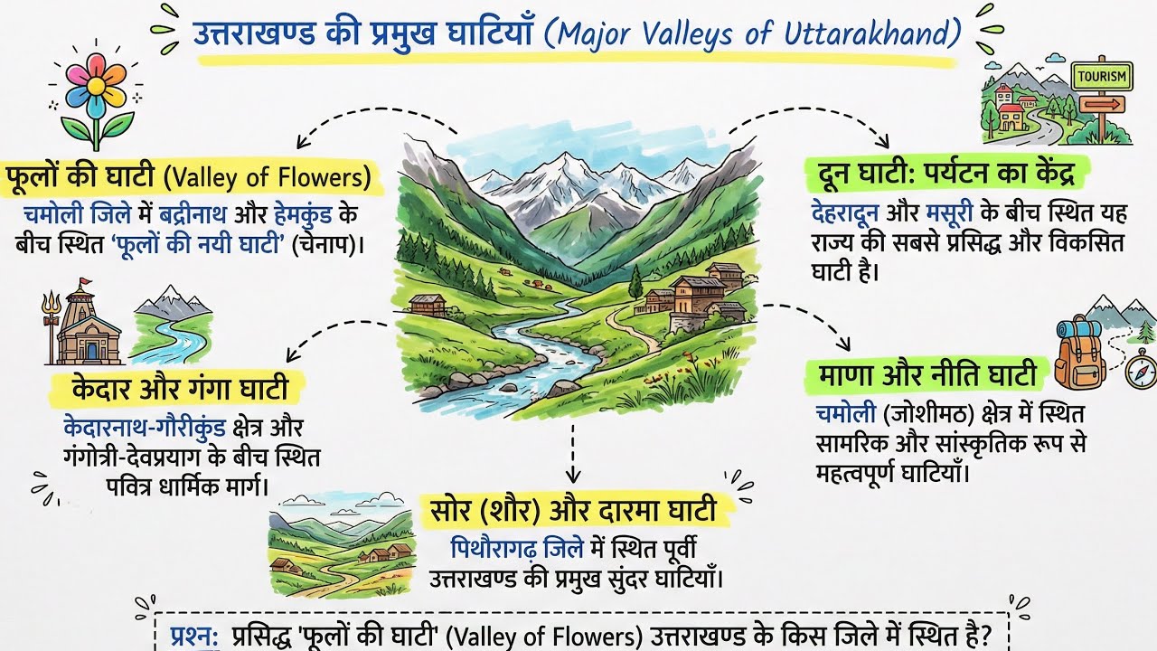 उत्तराखंड की प्रमुख घाटियां,major Valleys of Uttarakhand, Uttarakhand gk 2025