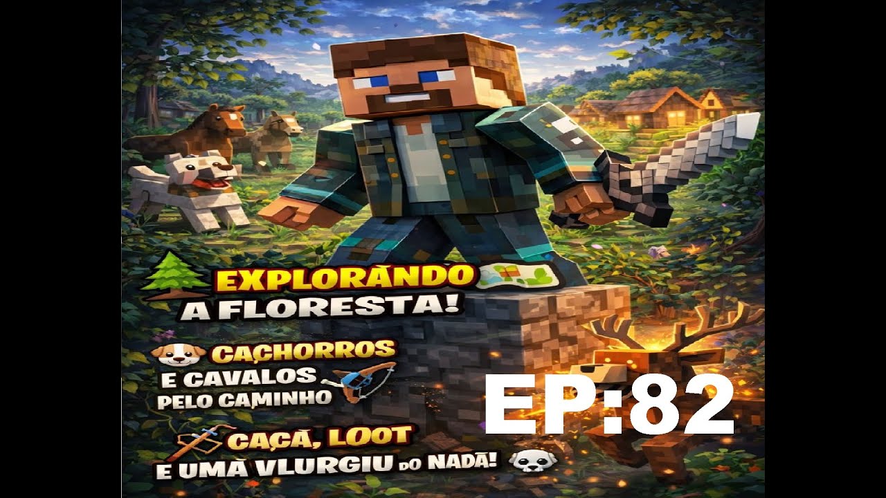 🌲 RUAN EP. 82 – AVENTURA NA FLORESTA! 🐕🏹🐎Explorando a floresta: cachorros e  cavalos  🦌🐄 #minecraft