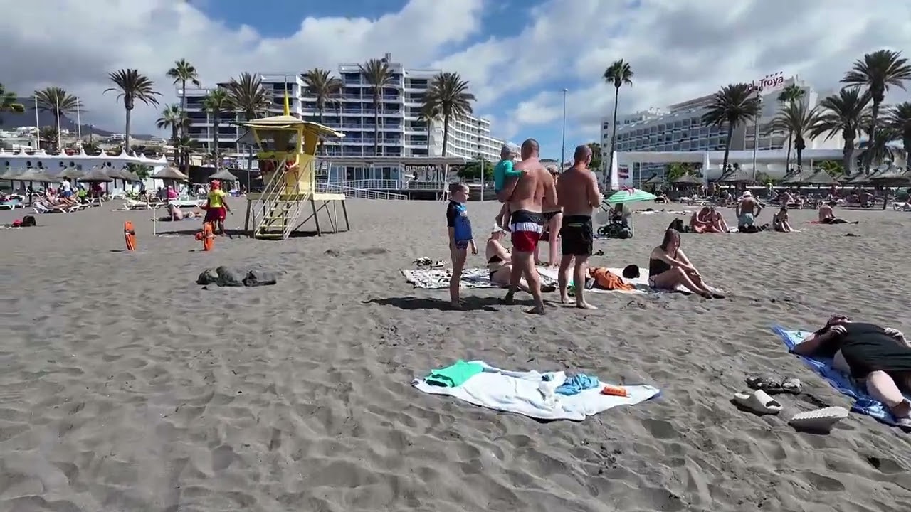 Playa Troya Beach Walk 🌞 Tenerife 2025 | Playa de Las Am&eacute;ricas Walking Tour