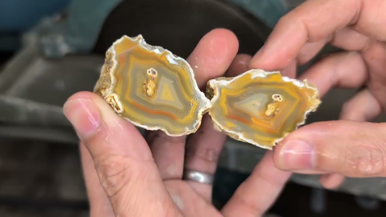 Cutting beautiful Sumatran Agates