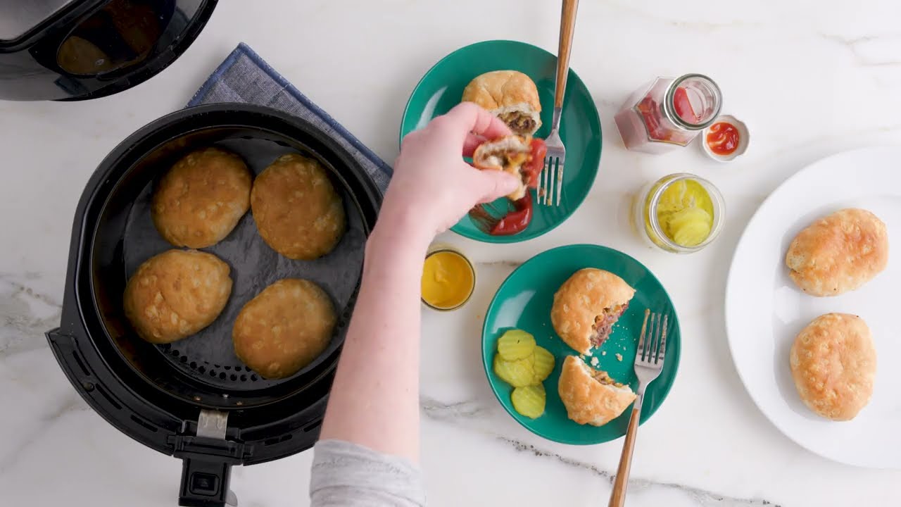 Air Fryer Bacon Cheeseburger Biscuit Bombs | Pillsbury