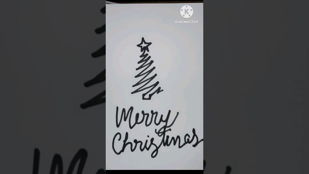 CHRISTMAS TREE 🎄 WITH MERRY CHRISTMAS CALLIGRAPHY #shorts #christmas #tree #easy #drawing #writing