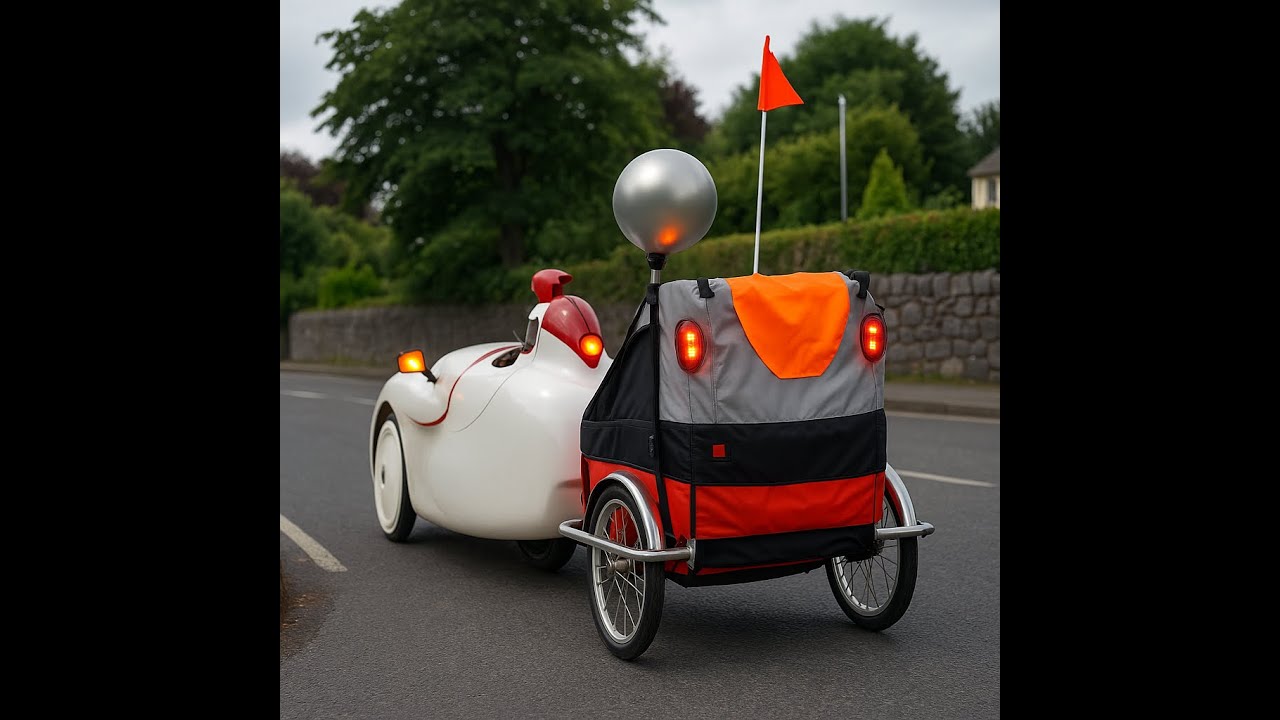 Upgrading my child bike trailer for comfort and safety–higher seat, bright lights, and turn signals