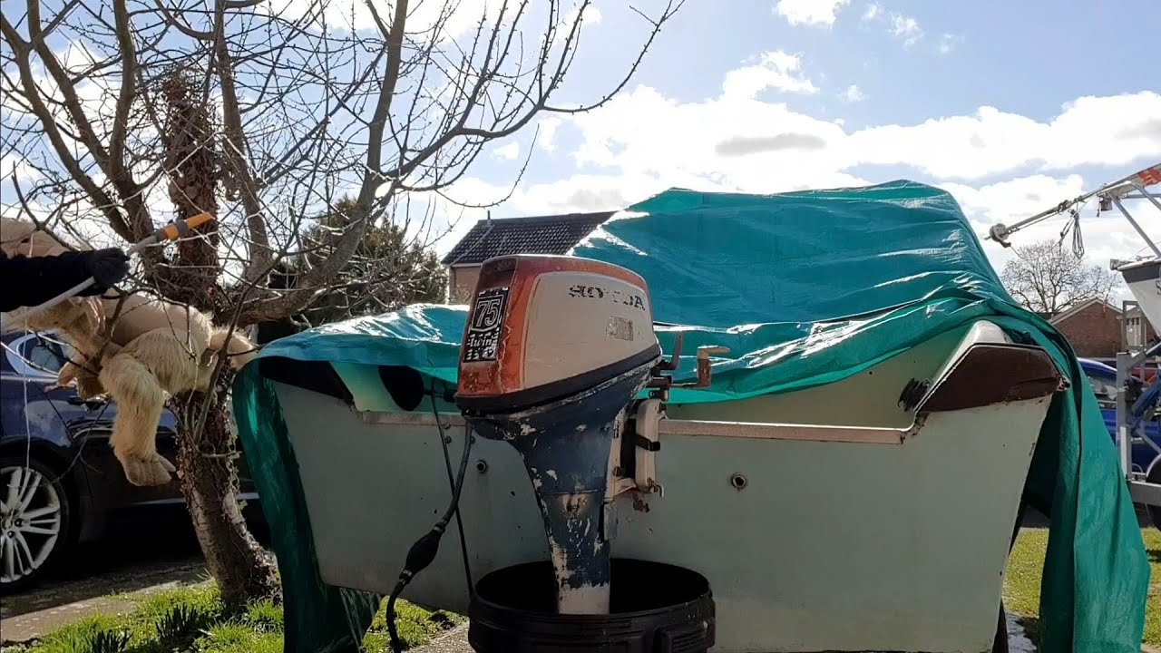 Shetland 535 Boat Project Restoration 2021 - Episode 11 - Honda 7.5 4 Stroke Outboard Engine Running