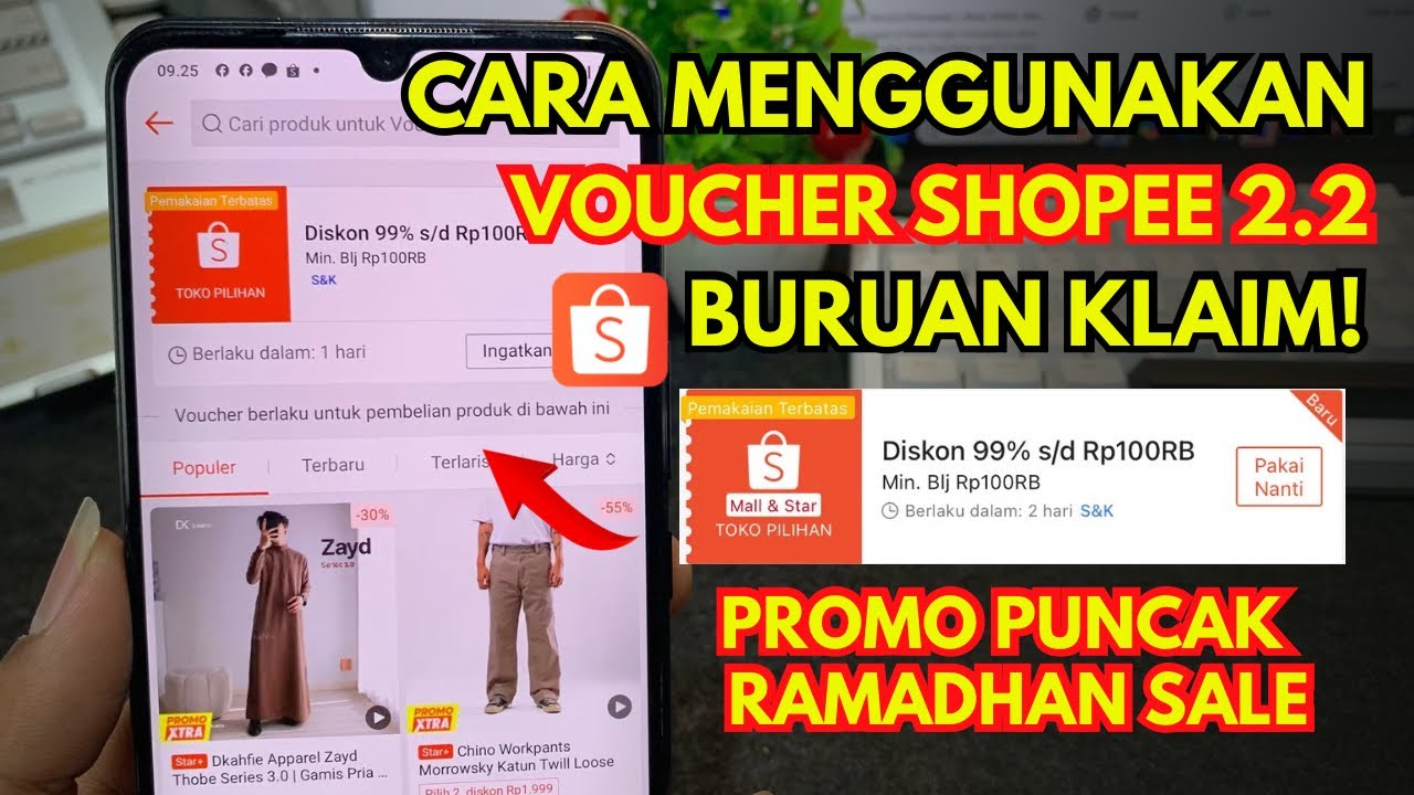 Cara Menggunakan Kode Voucher Shopee 2.2 Diskon 100% Hingga 1 Juta
