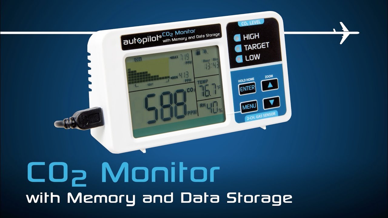 Autopilot Desktop CO2 Monitor with Memory and Data Storage