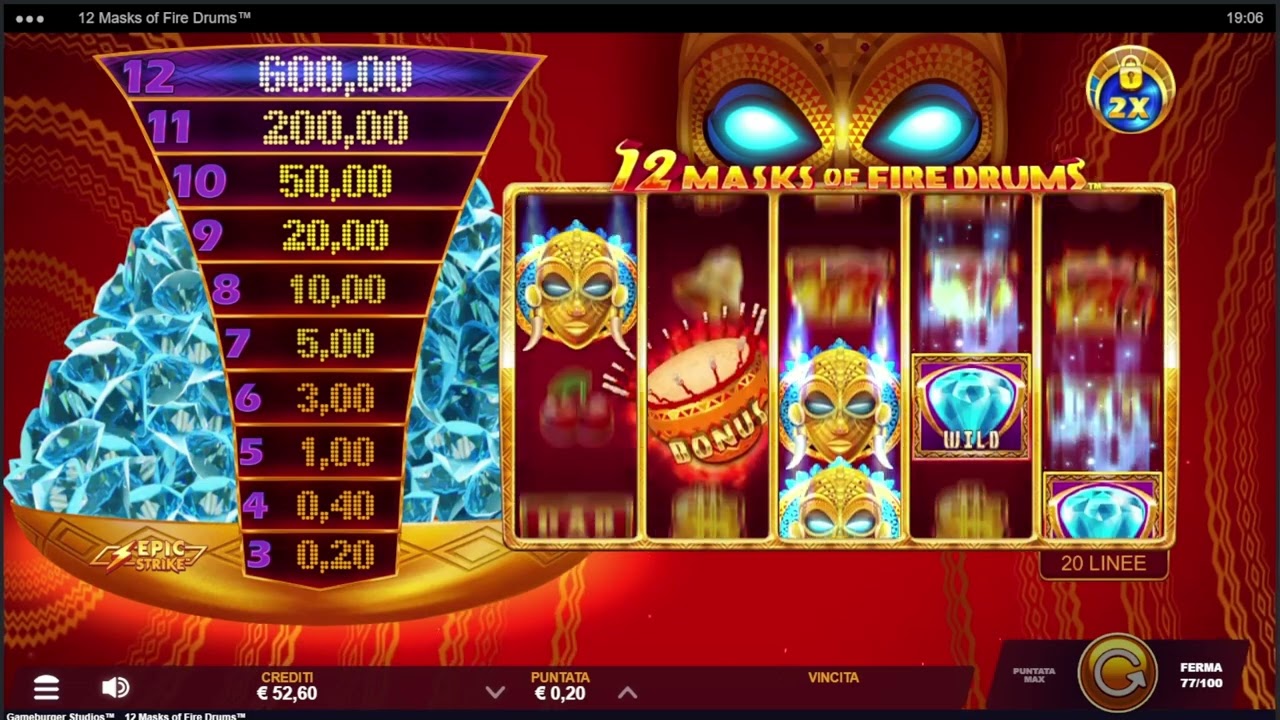 296   12 Masks of Fire Drums slot
