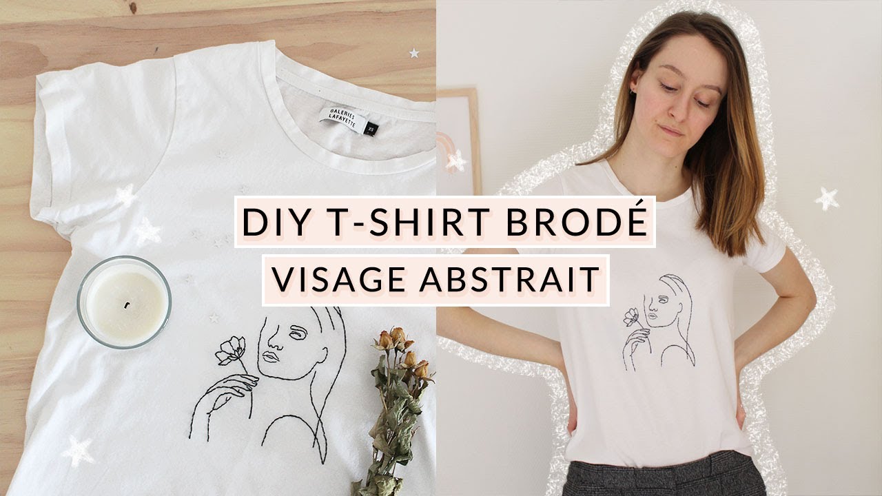 DIY t-shirt brodé visage abstrait 🧵 | Celine Lunakim