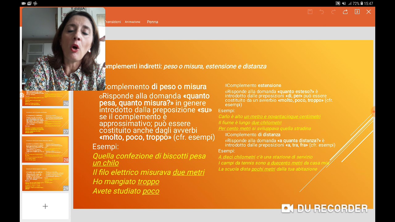 Complementi indiretti: peso/ misura, estensione e distanza.