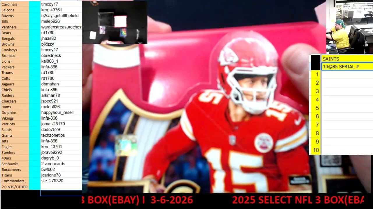 CAJUNBREAKER 2025 SELECT NFL 3 BOX(EBAY) I  3-6-2026