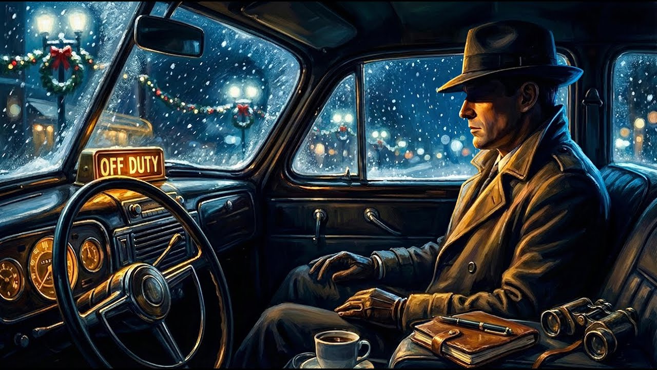 Dark Noir Jazz for Sleep — Detective in a Parked Car | Snowy Night | 2H