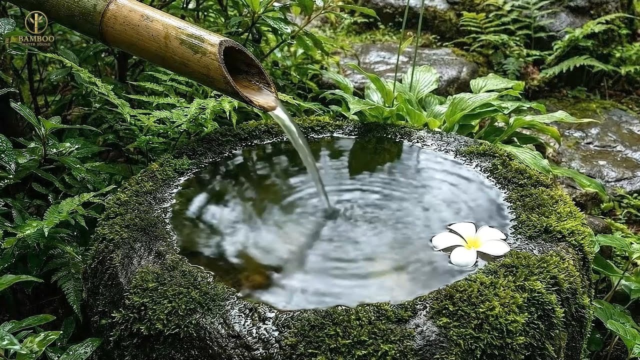 Relaxing Bamboo Water Fountain Sounds 🌸 Natural White Noise for Study, Meditation & Spa