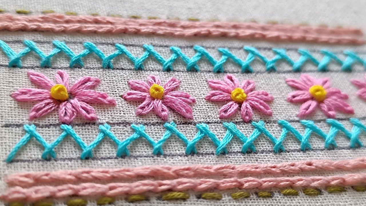 5 Basic Embroidery Stitches Turned into a Beautiful Border 