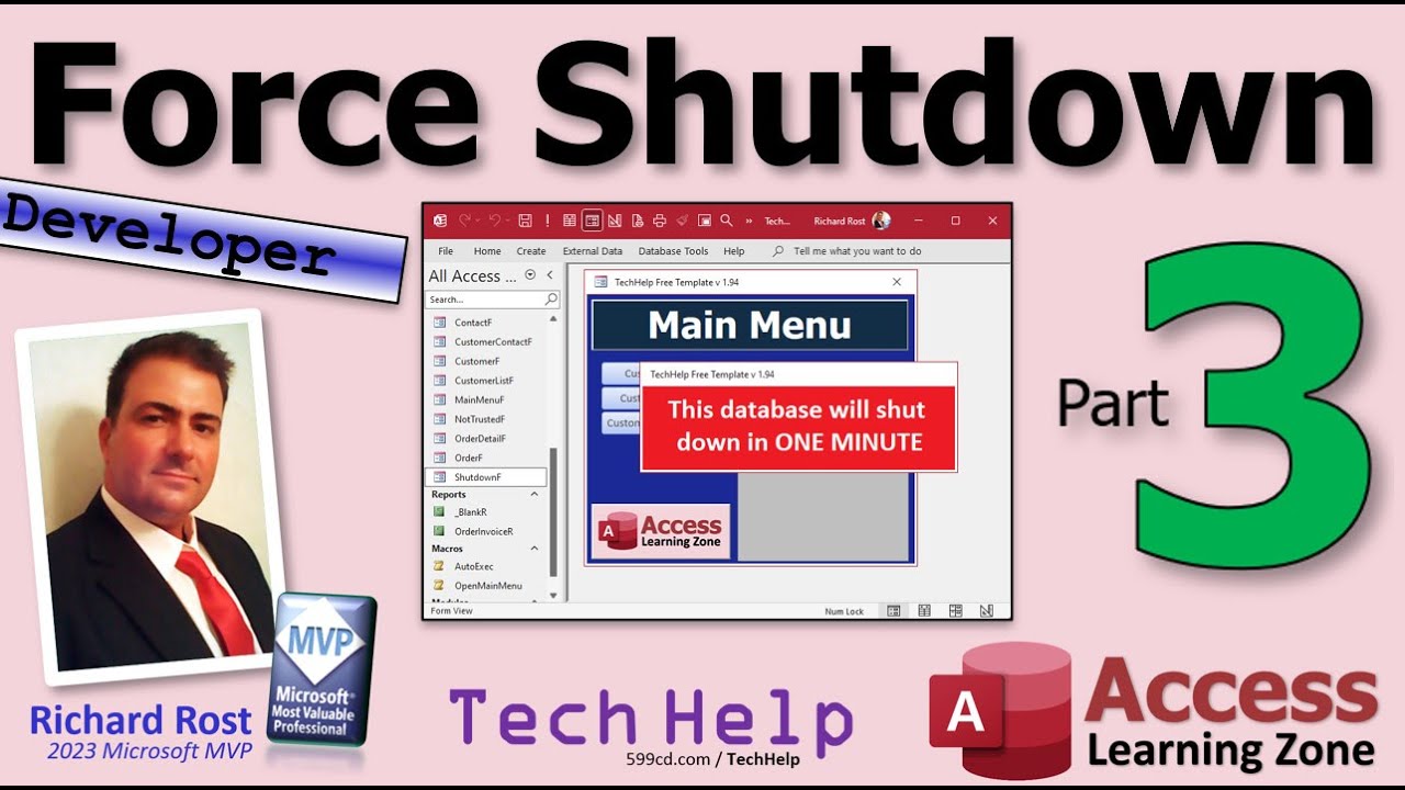 How to Schedule a Forced Shutdown Time for All Users in your Microsoft Access Database, Part 3