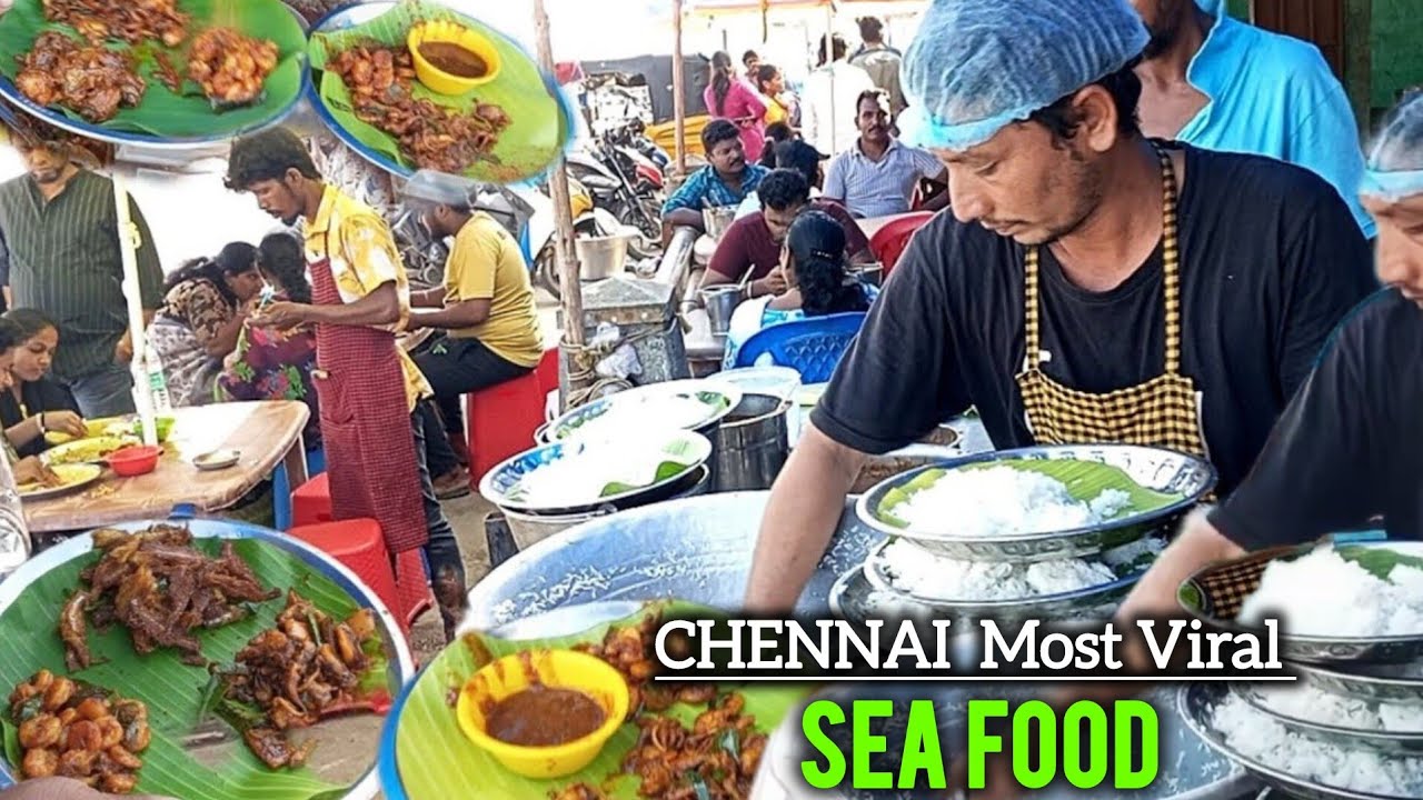 CHENNAI Highest Selling SEA FOOD in Marina Beach | Fish Fry | Crabs Fry | Indian StreetFood #chennai