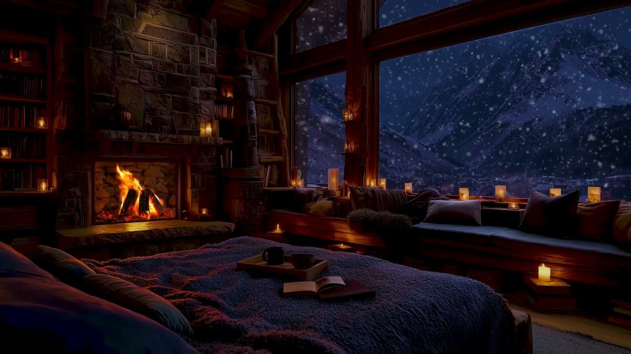 Whisper Soft Piano with Gentle Fireplace Ambience | Cozy Indoor Room Sounds for Deep Sleep