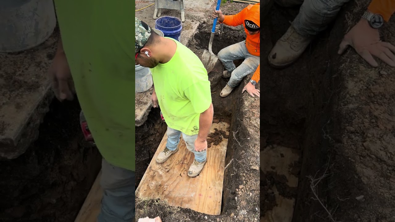 Digging new footers,fitting a plywood to make it easier to remove more debris #satisfying #work #job