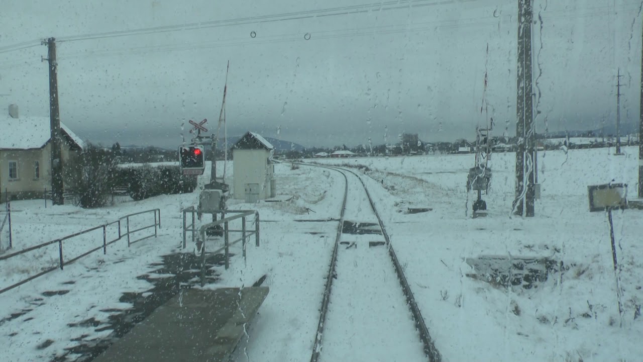 Pohled na trať Kopřivnice-zastávka - Studénka (leden 2021)