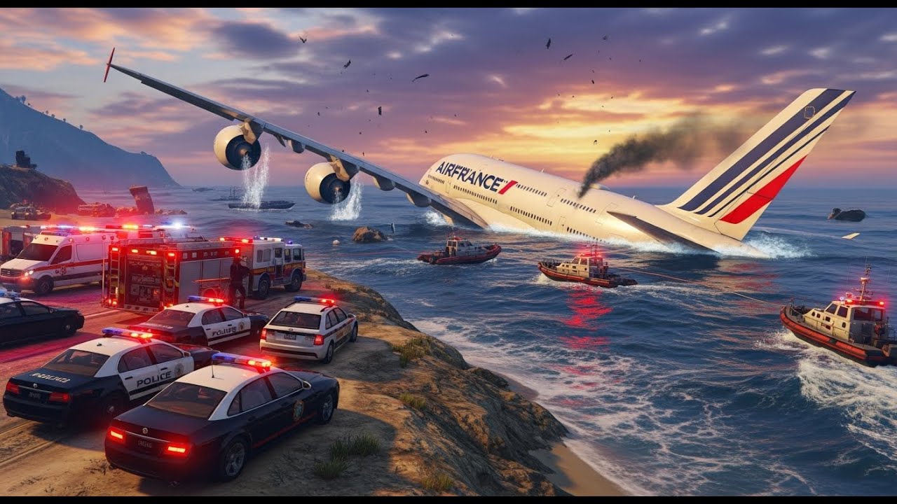 Air France Airbus A380 Emergency Landing On Water GTA 5