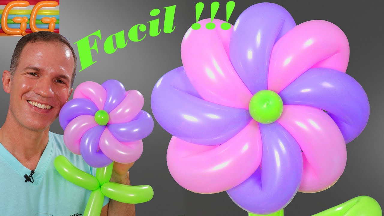 COMO HACER UNA FLOR CON GLOBOS - flores con globos - globoflexia - figuras con globos - gustavo gg