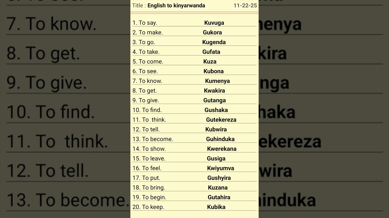 English to kinyarwanda Irregular verbs Ushobora kumenya icyongereza vuba 📚