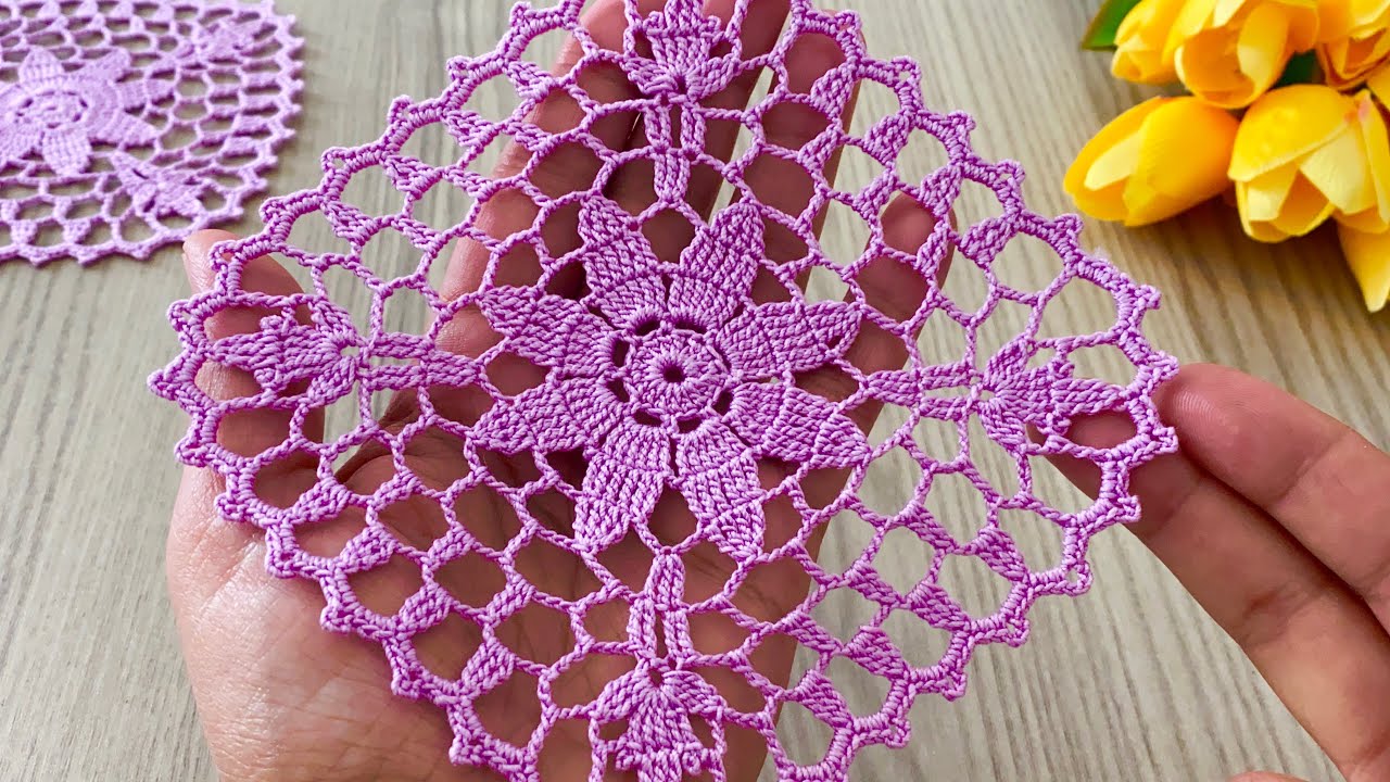 NEW and THE BEST SQUARE Crochet Motif for Runner, Shawl , Blouse and Coaster