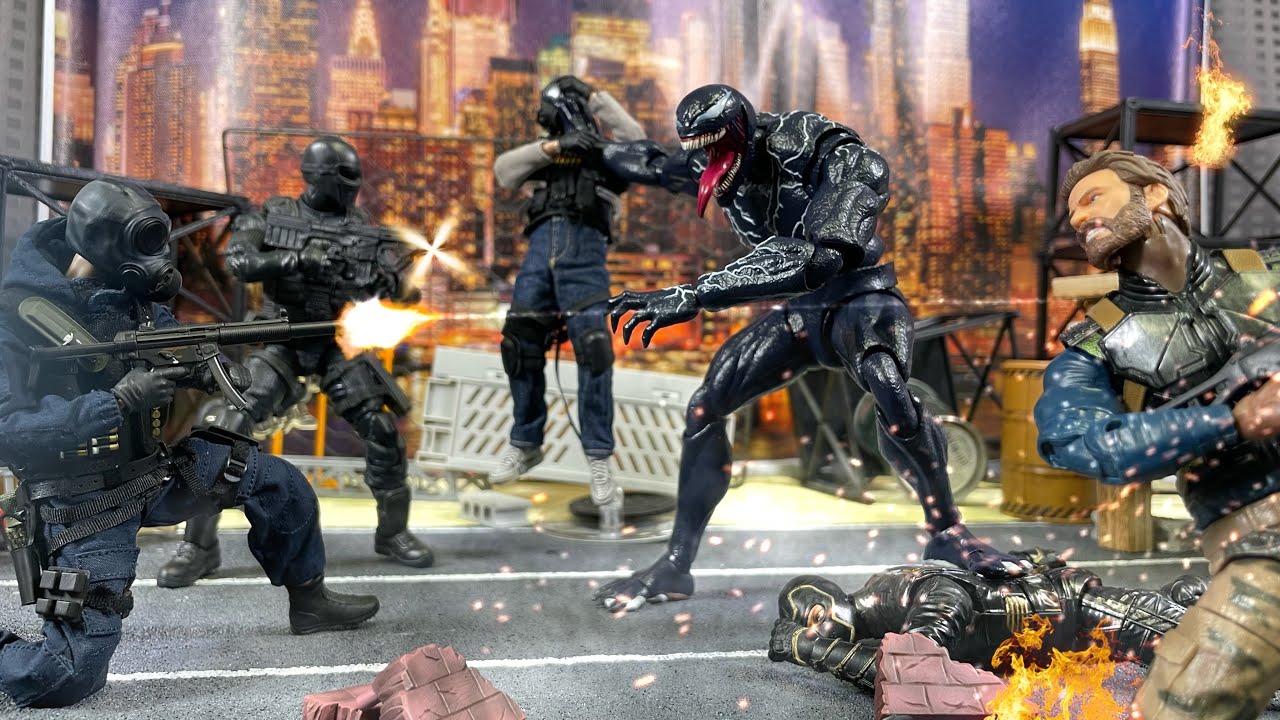 stop motion venom vs swat ＆ spiderman
