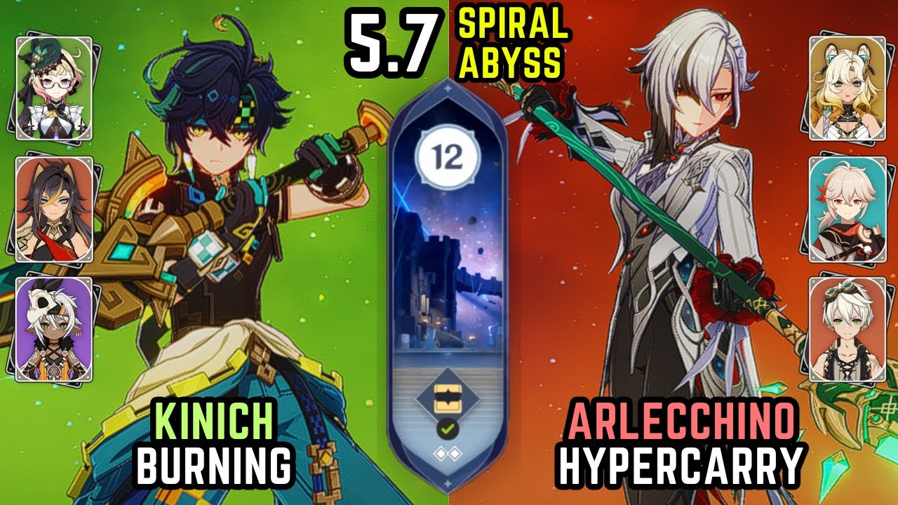 C0 Kinich Burning + C0 Arlecchino Hypercarry F2P | 5.7 Spiral Abyss Floor 12 9⭐| Genshin Impact