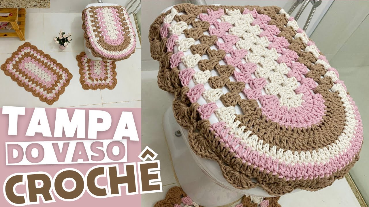 Tutorial Tampa do Vaso Croche Moderno - Lindo e Facil - Jogo Banheiro de Crochet Parte 01 PassoaPass