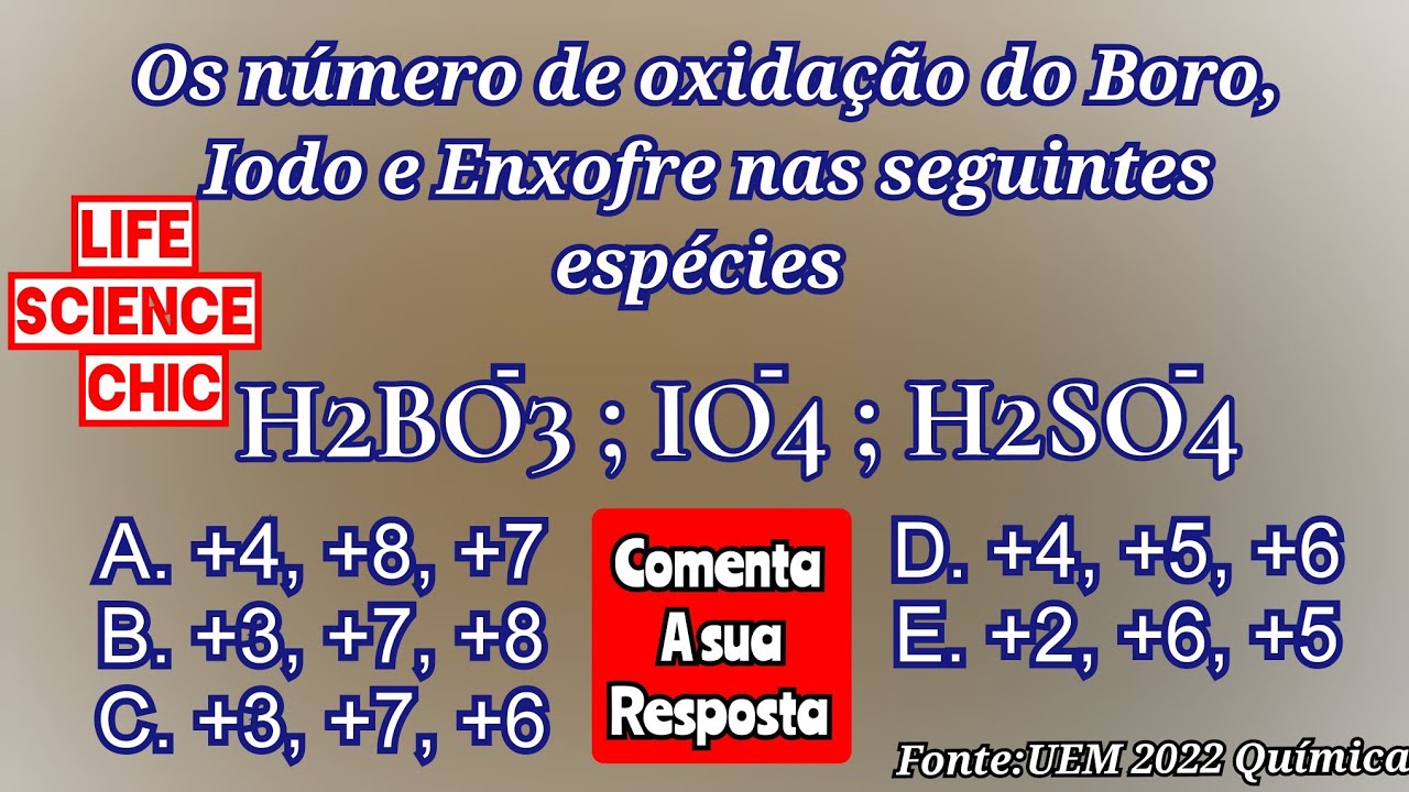 EXAME DE ADMISSÃO DE QUÍMICA I UEM 2022.PARTE 6 ( Cálculo do Nox )
