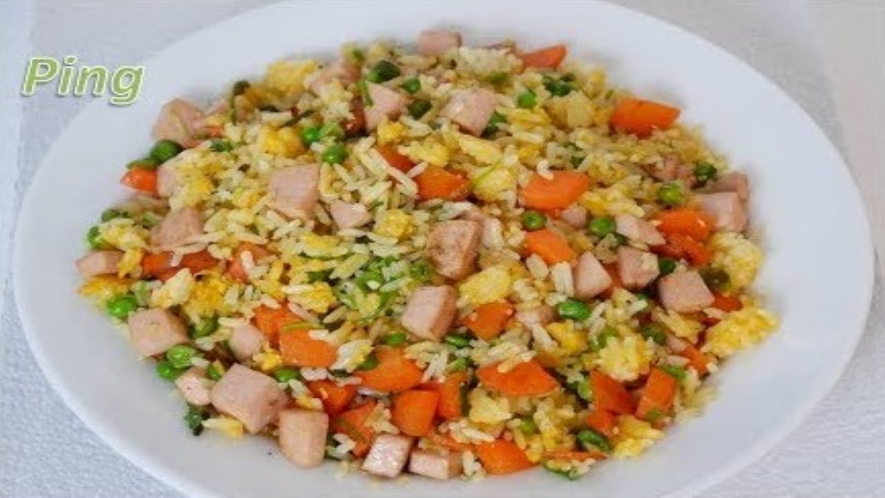 Gebratener,goldener Reis mit Gem&uuml;se/chinesisch kochen/schnell und einfach asiatisch kochen