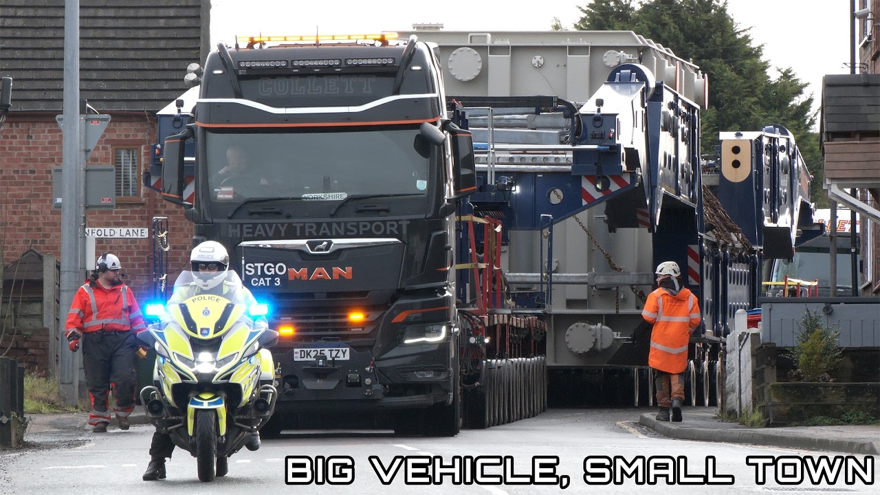Super sized transport takes over town centre as police escort 567 tonne vehicle