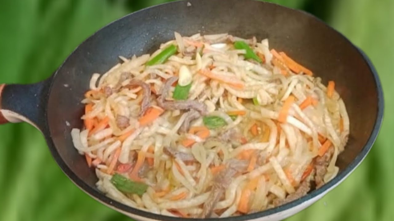 menu sederhana rasa luar biasa,tumis lobak campur daging sapi
