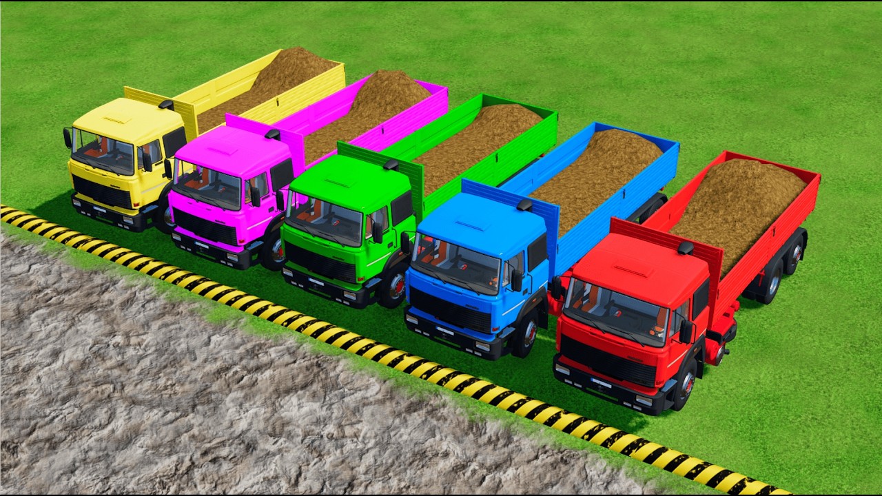 Work with Colors! SAND TRANSPORT with New Holland & KAMAZ TRUCKS! MUDDY ACTION!