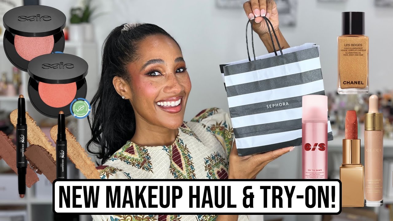 New Makeup Haul & Try-On! | Dior, Tom Ford, Saie Beauty Soft Sculpt, Gucci, Chanel, & More!