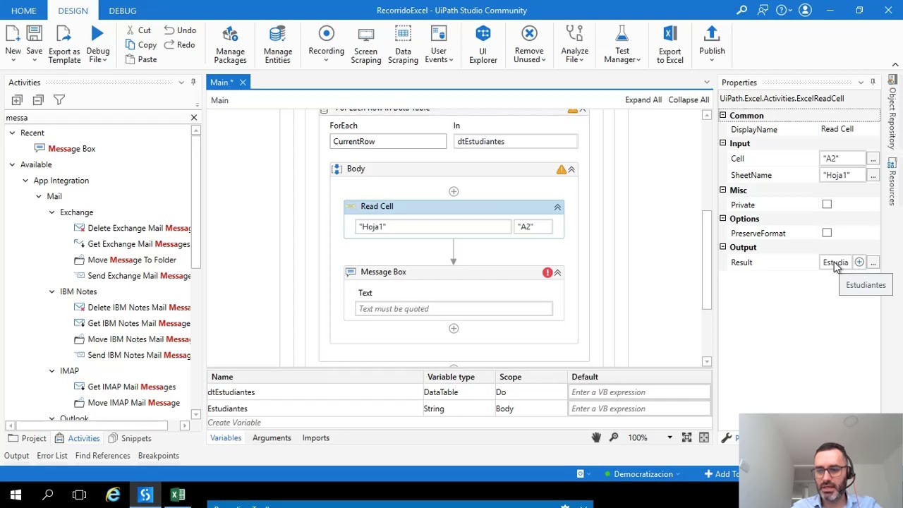 Leer Filas de un Archivo de Excel con UiPath RPA