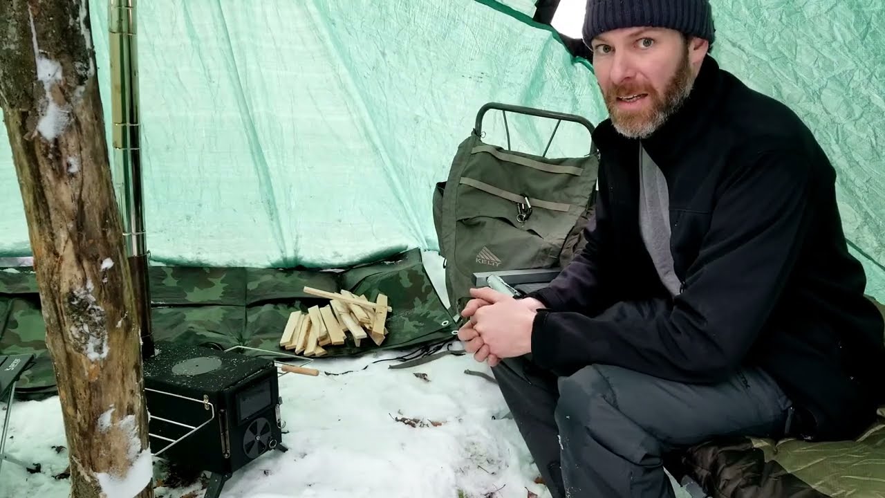 DIY Hot Tent Camping in Snow | 2 Nights Winter Camping in Nordhouse Dunes in a Tarp Tipi