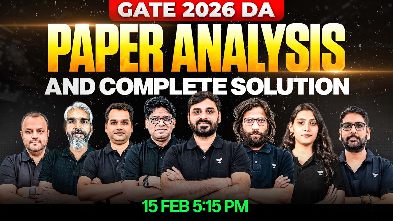 GATE 2026 DA Exam Analysis | Paper Analysis & Complete Solutions | 15 Feb 2026