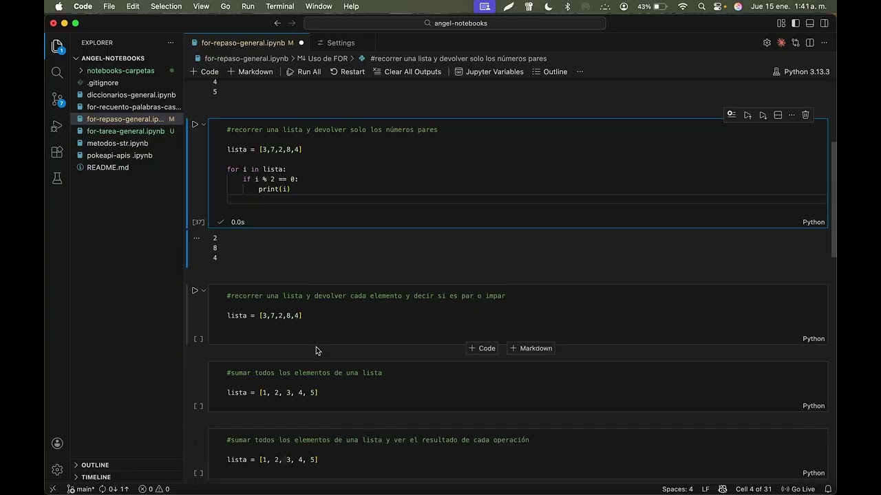 3. Cómo funciona el bucle For en python - Repaso ejercicios 1