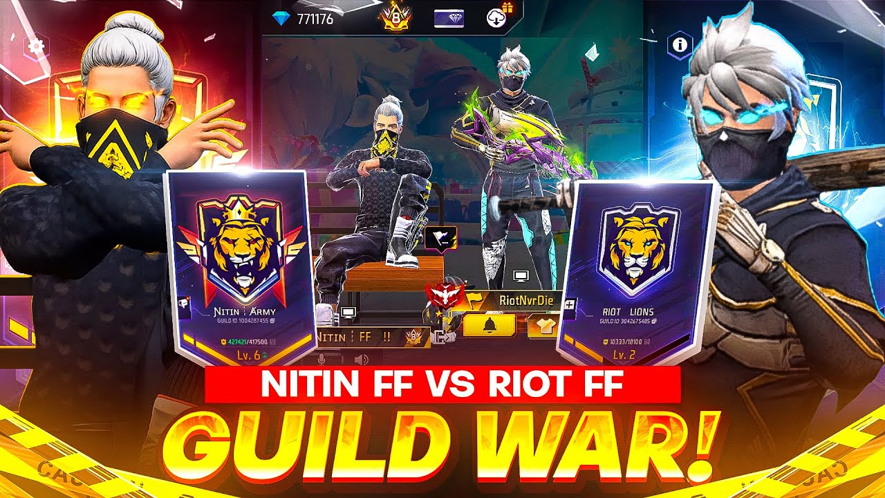 NITIN FF VS RIOT FF GUILD😱 Full Power Guild War 🔥Garena Free Fire