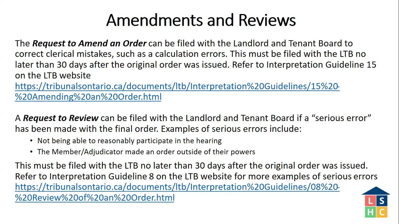Landlord and Tenant Board Orders