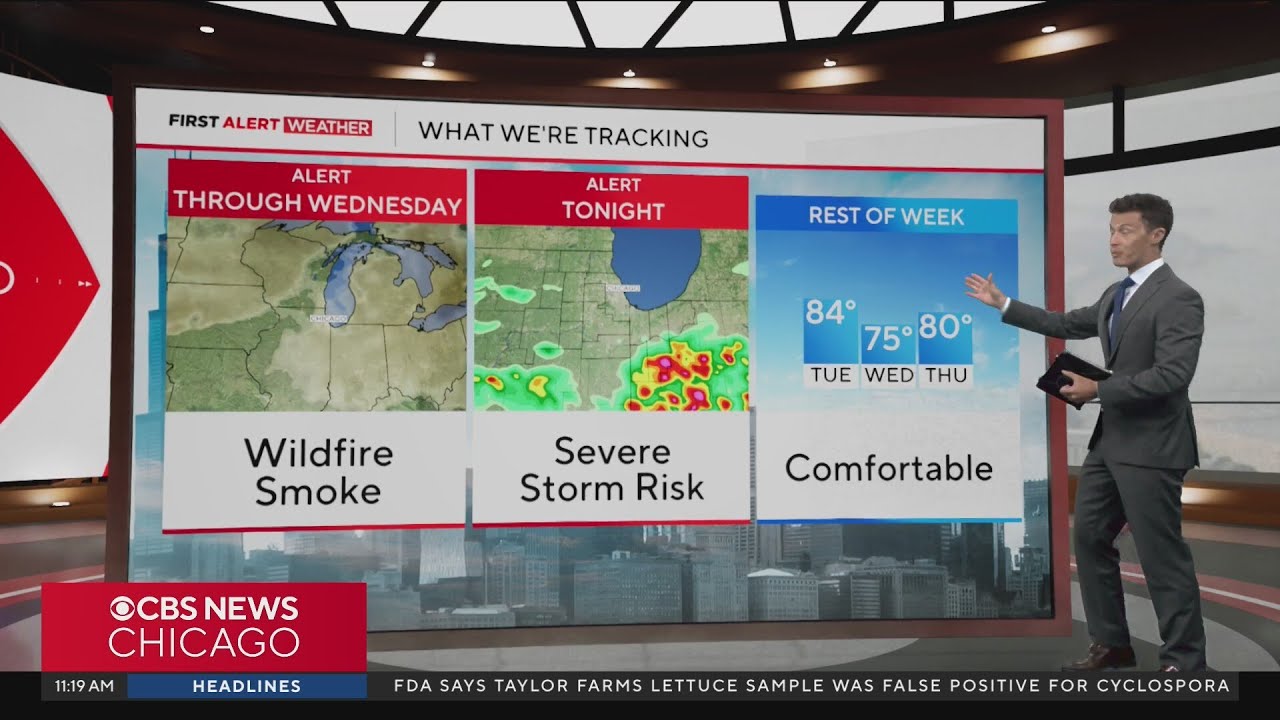 Chicago weather: Wildfire smoke lingers, severe storm risk Monday night