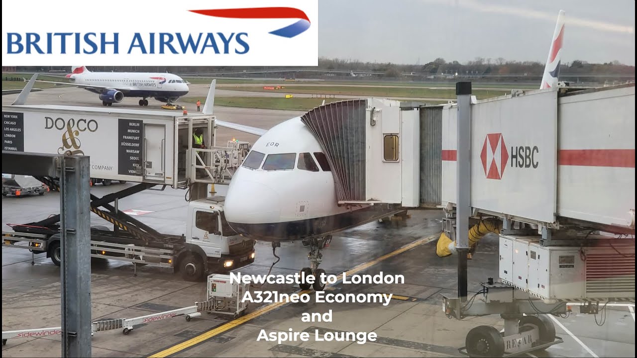 British Airways Economy Airbus A321neo BA1341 Newcastle to London in 2026.