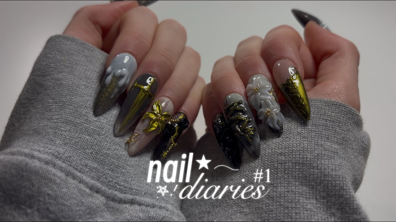 nail diaries ep 1 ⚜️ press on nails, nail art, tutorial