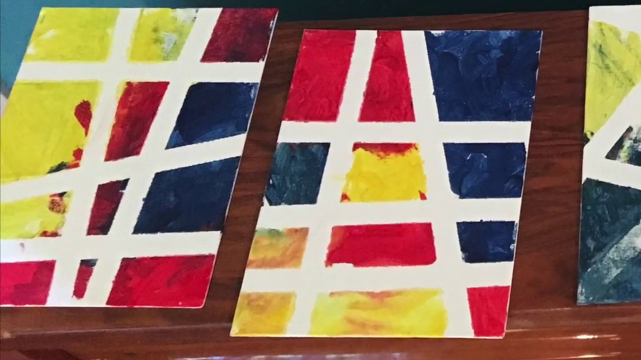 Mondrian inspired paintings by children of Bisheh