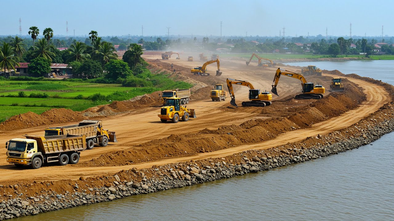 Heavy Machinery in Action! Massive Landfilling To the Development of land plots along the river