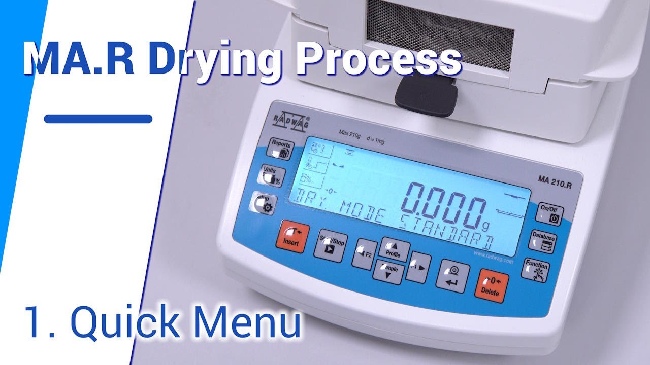 Drying Process Performed by Means of Quick Menu in the MA.R Moisture Analyzer